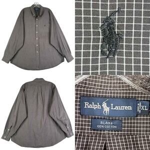 Polo Ralph Lauren Shirt Oxford Men's XL Black Plaid LS Button Down Cotton Blake